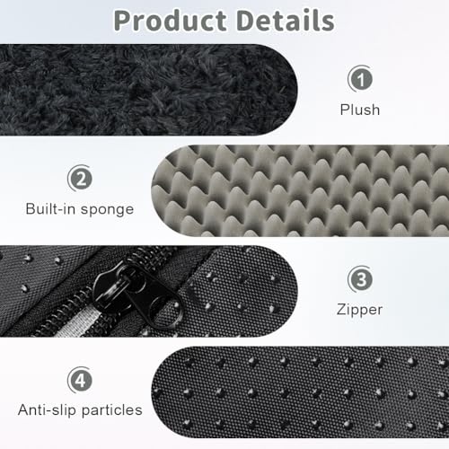 Aomig Hundebett Quadratisches Katzenbett Plüsch Katzendecke Flauschiges Hundebett Waschbar Hundematte Hundekissen Hundekorb Hundesofa für Kleine, Grosse, Mittelgroße Hunde Katzen (Hellgrau, 75*50*8cm)