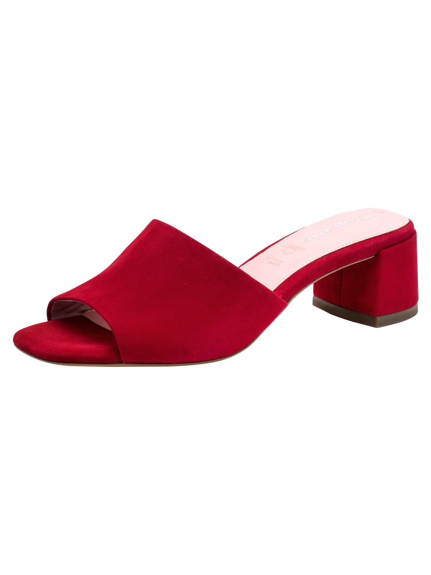 Tamaris Women's leather mule with block heel red 4 UK