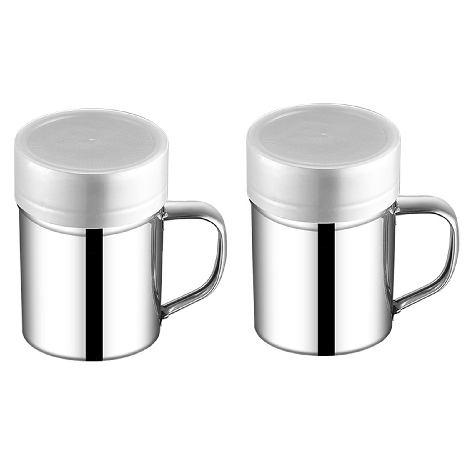 2Pcs Stainless Steel Powder Shaker with Handle, Lid, Fine Mesh Flour Duster