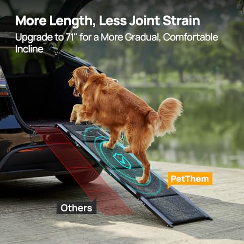 Dog Ramp for Car 71'' X-Long & 17.2" Wide Folding Dog Ramps for Large Dogs with Non-Slip Rug Surface Portable Dog Car Ramp for SUV Car & Truck, Outdoor Dog Ramp Up to 250 LBS - Image 3
