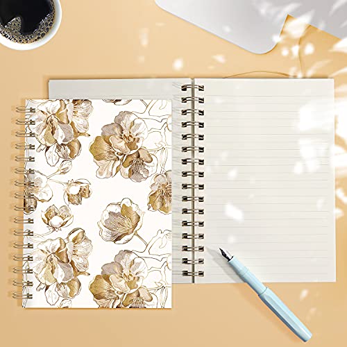 DAOLEN-Lined-Hardcover-Spiral-Journal-Notebook-Glitter-Floral-Pattern-A5-100gsm-Ruled-Premium-Thick-Paper-Gold-Flower