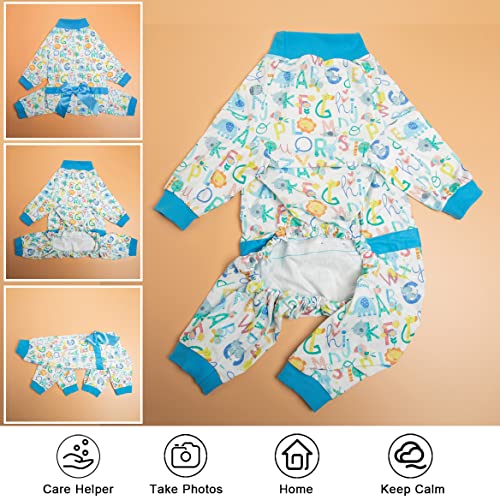 Lovinpet Pet Pajamas For Dogs Large, Uv Protection, Anxiety Calming Dog Pajamas Under Dog Coats As Bottoming, 4 Leg Large Dog Jumpsuit, Stretchy Print Alphabet & Motifs White Prints Pjs For Big Dogs #TOP3