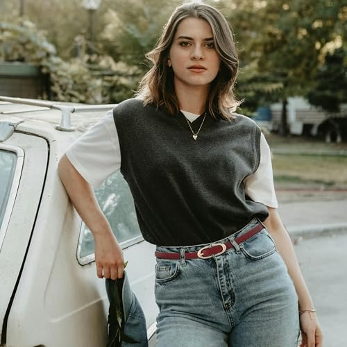 Earnda Thin Belt for Women Jeans Dresses Faux Leather Skinny Waist Belts with Gold/Silver Buckle 0.71" Width2