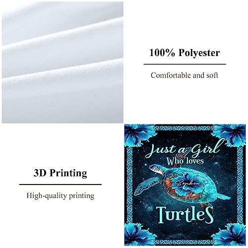Milanket Sea Turtle Duvet Cover Set, 100% Microfiber Fantasy Flower Turtle Animal Theme Bedding Set, Decorative 3 Piece Bedding Set With 2 Pillow Shams, Queen Size #TOP3
