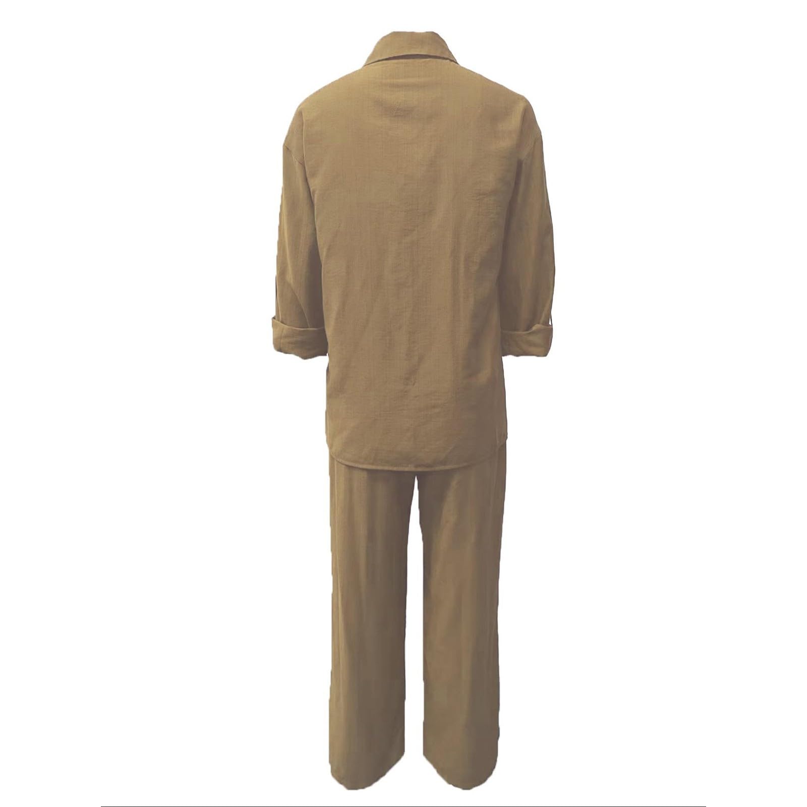 Completo Estivo Donna a Maniche Corte/Lunghe in Due Pezzi Lino Cotone Tops e Pantaloni Tuta Estiva Curvy Casual da Spiaggia Tute da Ginnastica da Donna Regalo di Compleanno/Anniversario