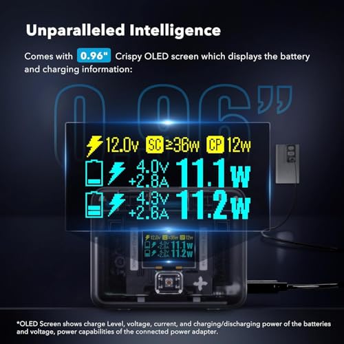 Image of Insta 360 X3 Battery Charger, 30W OLED Screen Intelligent Two Way Charging Case for Insta 360 X3, Compatible with Insta 360 X3 /ONE X2, Insta 360 X3 Charger Accessory, No Internal or X3 /X2 Battery