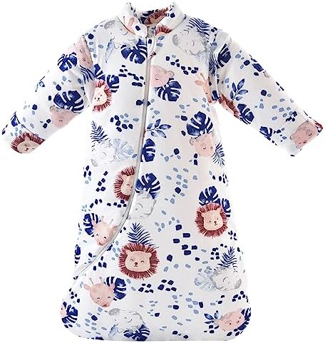 Chilsuessy Baby Schlafsack Winter 3.5 Tog Kinder Schlafsack Ganzjahres Schlafsäcke Jungen Mädchen Schlafsack für Kleinkinder Neugeborene, Dschungel Löwe/3.5 Tog, M (75-90 cm)