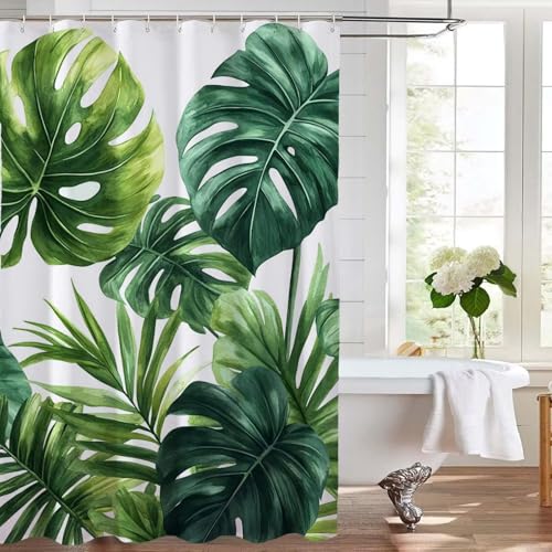 Rideau Douche Polyester Durable Qualité Premium Vert à Ourlet Lesté