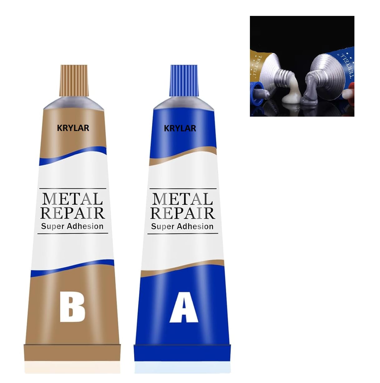 KRYLAR-Waterproof Metal Repair Paste Set, Cast Iron Repair, Permanent Metal Bonding Paste for Metal Plastic Wood Liquid Epoxy Heavy Duty Glue,weld Repair Glue Aluminum, Chrome, Stainless Steel. (B0D6KVXX33) Amazon Price History, Amazon Price Tracker