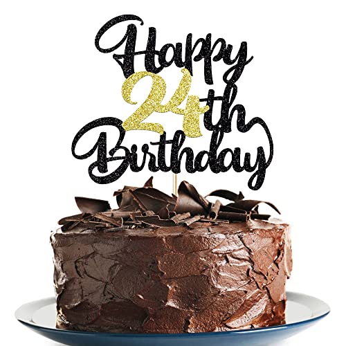 Image of 24th Happy birthday cake topper party decoration gift plugin | Cheers to 24 Years,24 & Fabulous /Hello 24th Legend since Awesome since2002 Straight Outta Party Decoration Gift Plugin