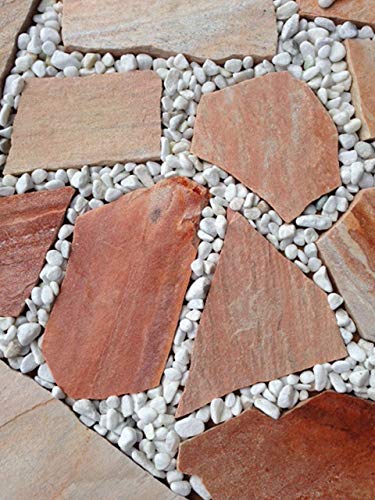 乱形石 踏み石 アルビノピンク 石英岩 厚口 0.5㎡入り１束