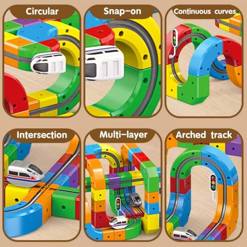 Image of Mashes Toy Train Set with Real Smoke, and LED Lights| Battery-Operated Railway Set | Train Set with DIY Railway Tracks for Kids 3+ | Educational Gift for Kids | Made in India (Magnetic Train 130 Pcs)