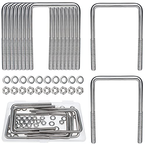 M6 U-Bolzen 10 Stück 80mm x 50 mm Quadratische Bolzen Gewindebügel...