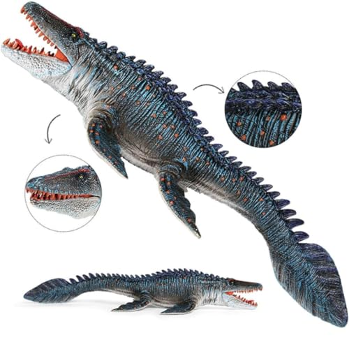Image of Kawaii Kart Mosasaurus Dotted Body Realistic Dinosaur Toy with Movable Mouth Textured Dinosaur Figure Prehistoric Animal Creatures Educational Toy for Kids & Adults
