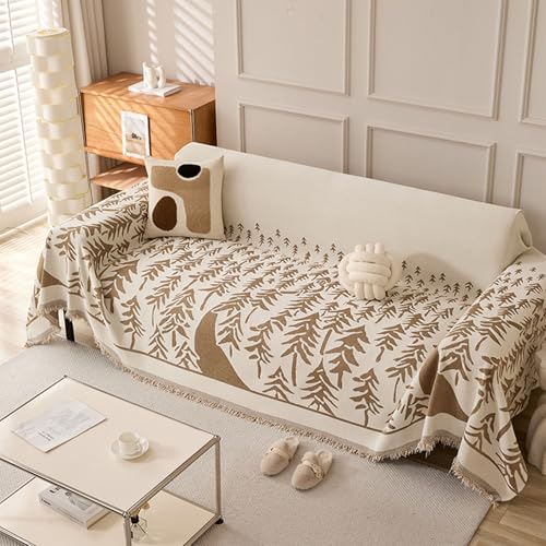 Plaids de canapé grands beige chenille 180x460cm pour protéger grand sofa - 2