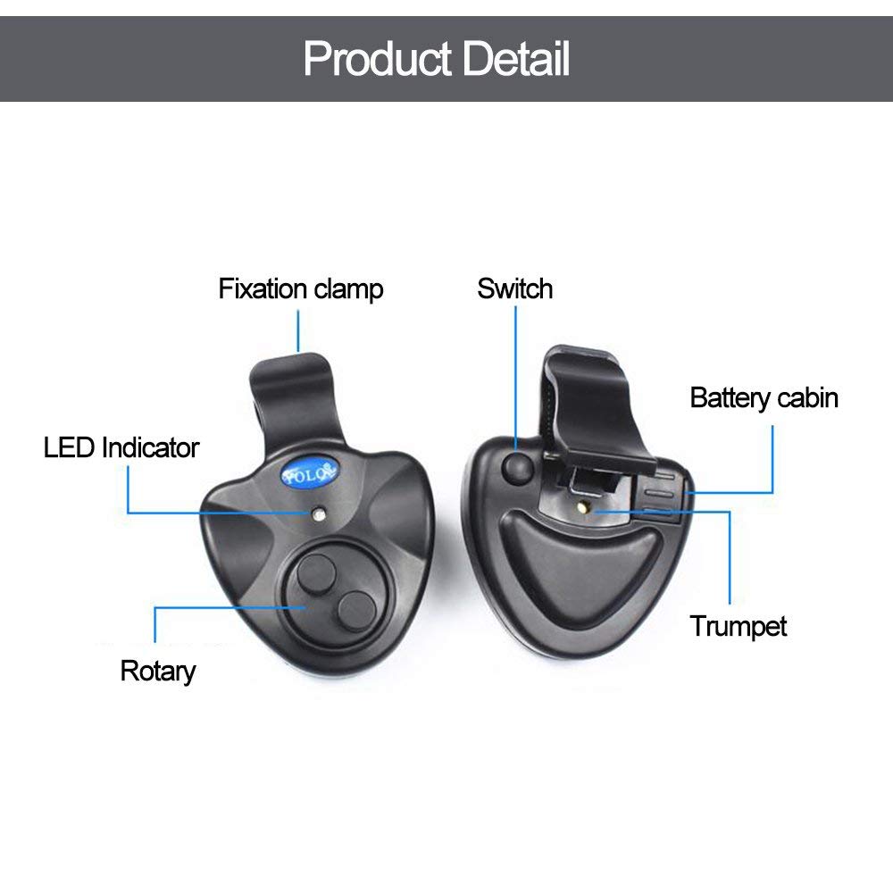 Shackcom 3 Sensible Alarma Pesca Picada Mordedura Pescado Bite Indicator para Caña de Pescar Universal Electrónico LED Vibración