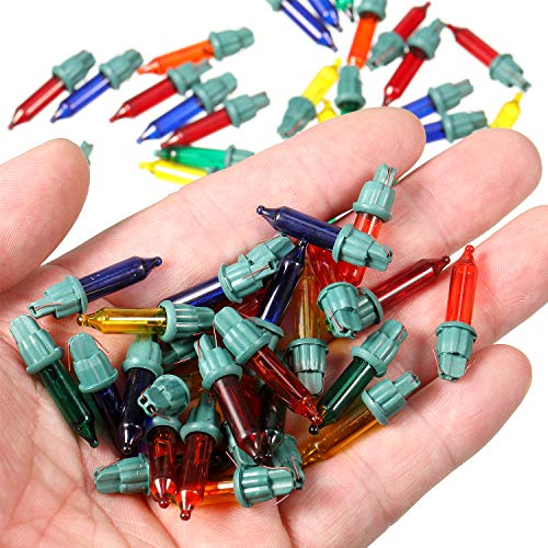 Mudder 60Count 2.5V Christmas 50/100/150/200 Count Mini Incandescent Wire String Lights Replacement Bulbs Indoor/Outdoor Christmas Lights Decor for Home Xmas Tree (Green Base with Colorful Bulb)