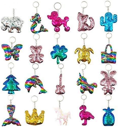 Wendbare Pailletten-Schlüsselanhänger - 10er Set Bunte Tiermotive