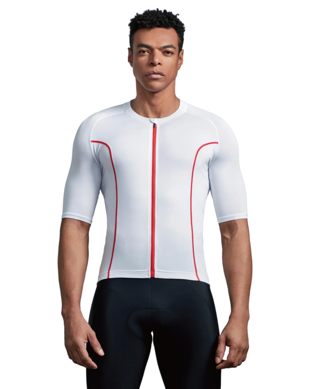 CEROTIPOLAR Wind Speed Men’s Cycling Jersey Tops Bike Biking Shirts Pro Anti UV, Full Zipper, Reflective Pocket White