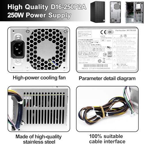 Aggiornato D16-250P1A L08417-002 250W Alimentatore di ricambio compatibile con HP ProDesk 280 282 600 800 G3 480 400 G4 P/N PCH022 L08417-004 901760-002 PA-2251 -5 D16-250P1A (24 pin+4 pin+7 - Alimentatore - Immagine 4
