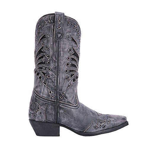 Laredo Womens Stevie Tooled-Inlay Snip Toe Dress Boots Mid Calf Mid Heel 2-3