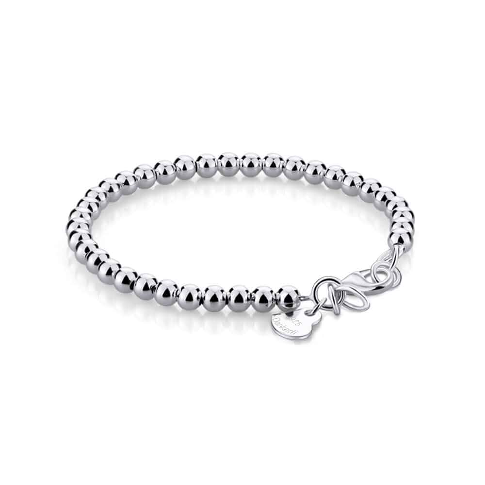 Dankadi New Women's 925 Sterling Silver Bracelet Minimalist 4-6MM Round Bead Chain Solid Silver Bracelet Charm Jewelry Lobster Claw Clasp