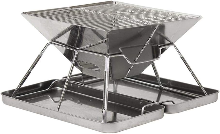 KH Portable Folding Charcoal BBQ Grill Original Folding Charcoal BBQ Grill for Tailgating, Camping, and Backpacking,Stainless Steel