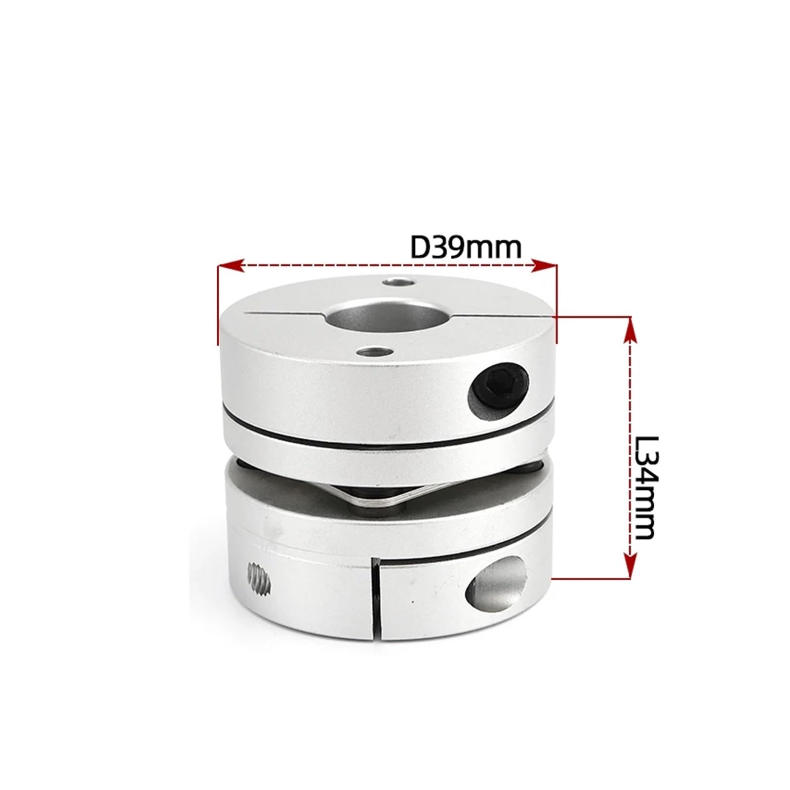 Aleación de aluminio D39L34 Acoplamiento de diafragma único conector elástico D39mm L34mm tornillo de bola servomotor a pasos codificador ordenador(9.525x17mm)