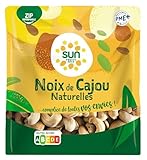 SUN - Noix de Cajou Crues 200 g - Non Salées Non Grillées - Pour Snacking, Apéro, Cuisine - Noisettes Entières Non Salées Non Grillées - Apéritif, Encas Sain (Lot de 2)