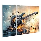 islandburner Prime Bild auf Leinwand Vivid und kraftvolle Explosion einer stilvollen schwarzen Rockgitarre Musikzimmer Musikinstrumentenladen Bilder Wandbilder Poster
