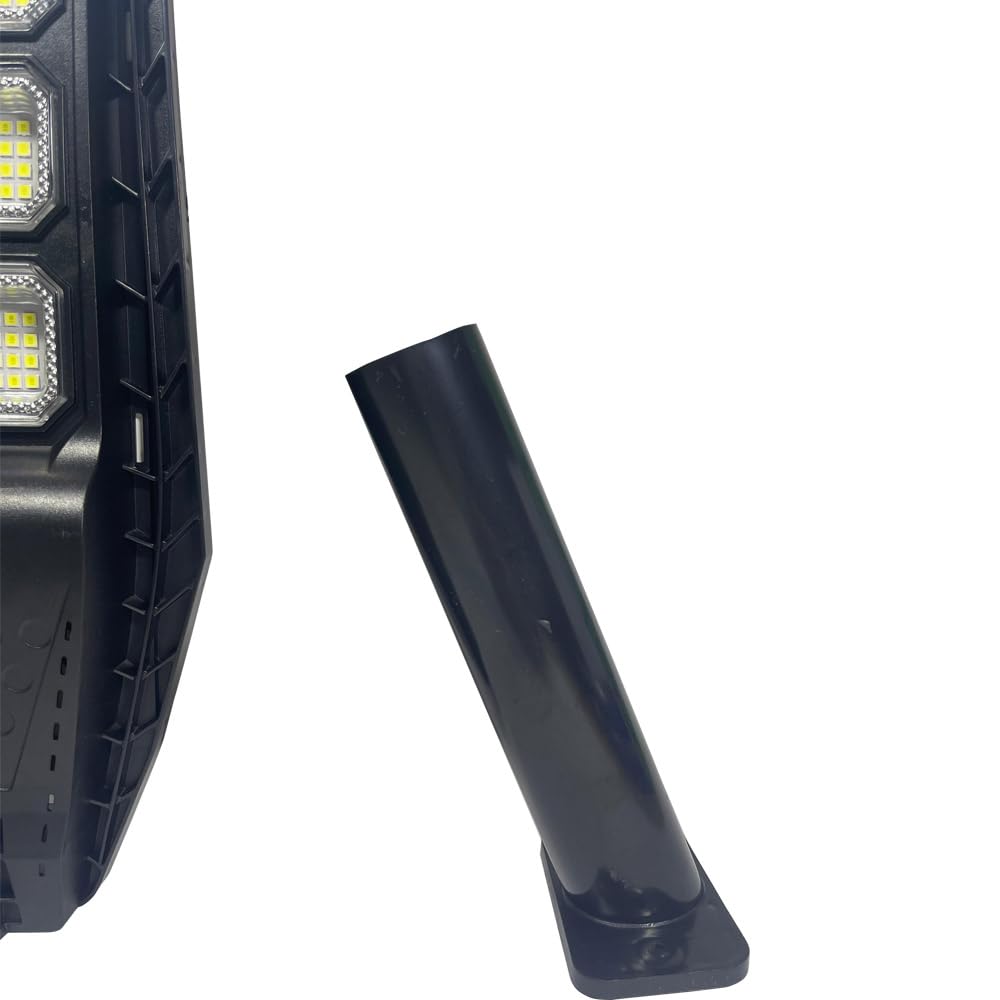 Lampione Solare 200W Con Palo e Telecomando Faro Faretto Esterno Staffa Luce Bianco Freddo 6500K Con Sensore Di Movimento e Crepuscolare, 144 Led, Giardino Strade Balconi 2 Pezzi