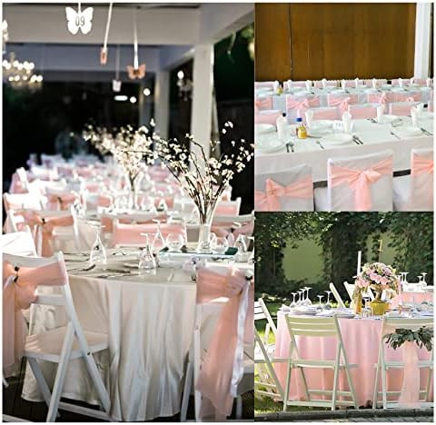 CKJ Chiffon Table Runner 28x120 Inch Extra Long Sheer Table Runner Dressing Table Runner for Party Romantic Wedding Baby Shower Decorations (Pink)