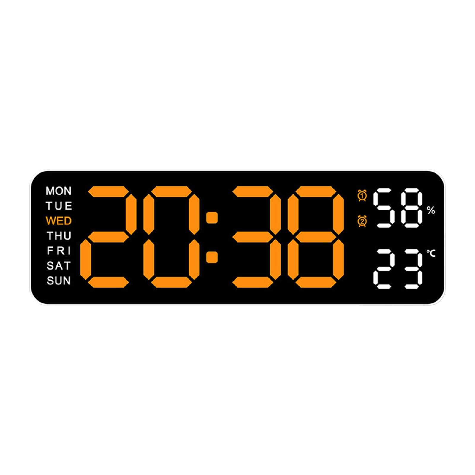 Horloge murale numérique LED moderne orange décoration de bureau et cuisine