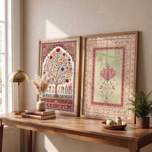 Image of kotart Indian Traditional Art Wall Painting Home Decoration With Frame For Living Room Bed Room Hotel Wall Decor Digital Reprint Engineered Wood Set of 2 (10X13 INCH)