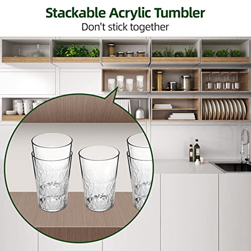 Realway 19Oz Unbreakable Plastic Tumblers, Clear Drinking Glasses, Reusable Acrylic Cup Glasses Drinkware, Dishwasher Safe,Bpa Free-Stackable- Cups For Kitchen, Set Of 6 #TOP5