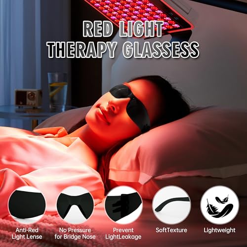 Image of Red Light Therapy Glasses, Eyes Protection for Tanning Goggles,IPL Glasses 600-900nm Laser Cosmetology Operator Eye Protection with Case (Black)