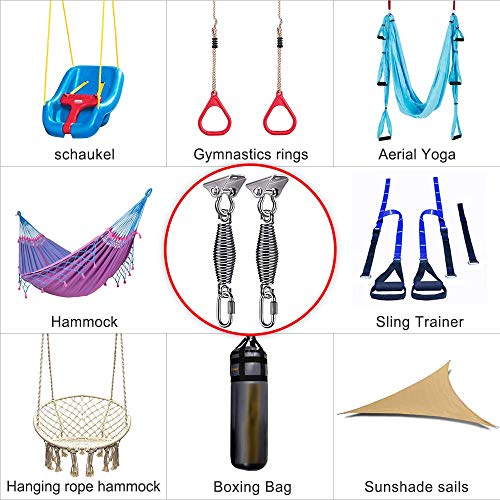 SELEWARE Stainless Steel Spring Swing Hangers, Heavy Duty Porch Swing Kit