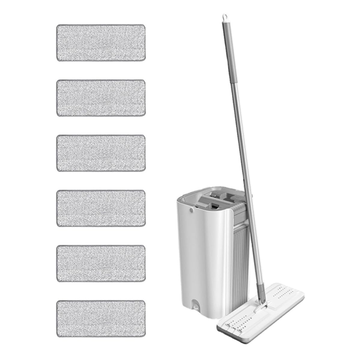 Reinigungsmopp und Eimer aus Edelstahl mit Mikrofaser für Bodenpflege