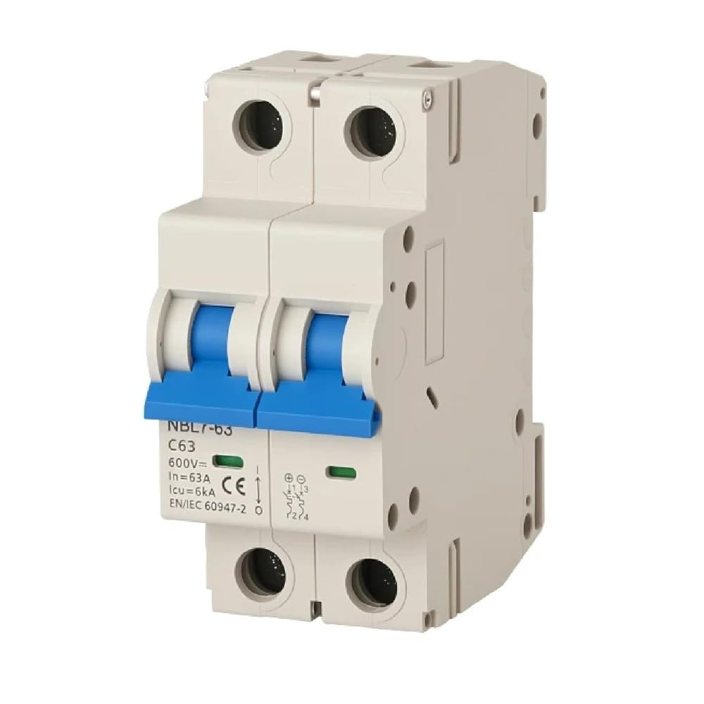 Interruttore Automatico Fotovoltaico NBL7-63, 2 Poli, 600 V/1000 V CC, Montaggio Su Guida DIN, Bianco E Blu, MCB A Energia Solare Componenti elettrici(2P 1000VDC 16A,16A)