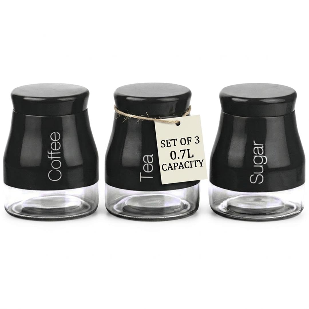 Gr8 Home - Kitchen Storage Canisters - Set of 3 - Black