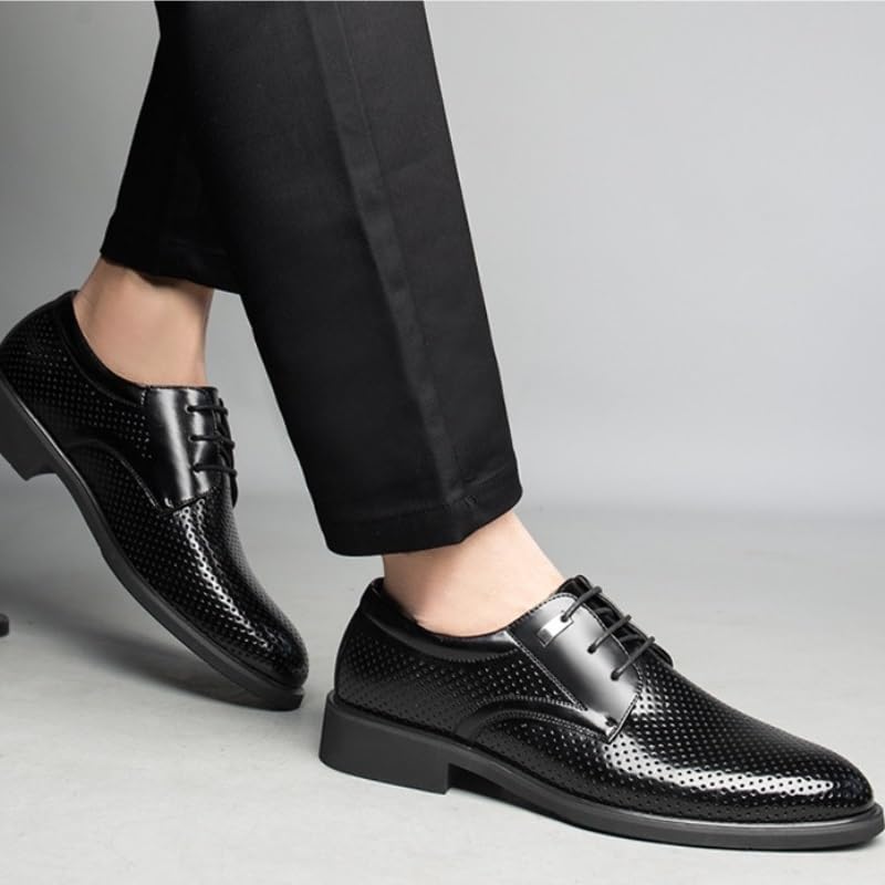 Men's Formal Leather Shoes Cap Toe Rubber Soft Sole Shoes Mesh Comfortable Rubber Soft Sole Breathable Upper Men's Business Lace-ups Shoes3