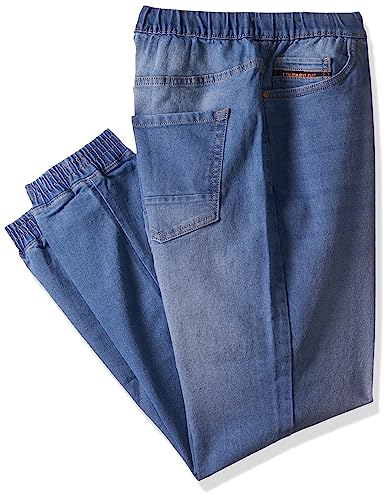 Image of The Indian Garage Co Men Slim Fit Solid Mid-Rise Stretchable Denim Joggers