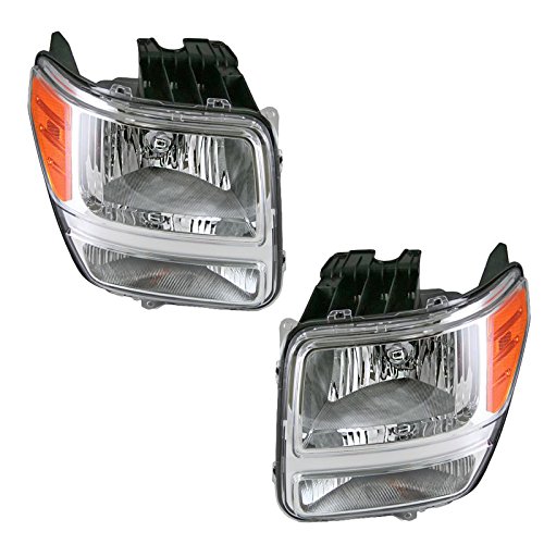 Image of TRQ Headlight Assembly Set CH2502177 CH2503177 Compatible with 2007-2011 Dodge Nitro