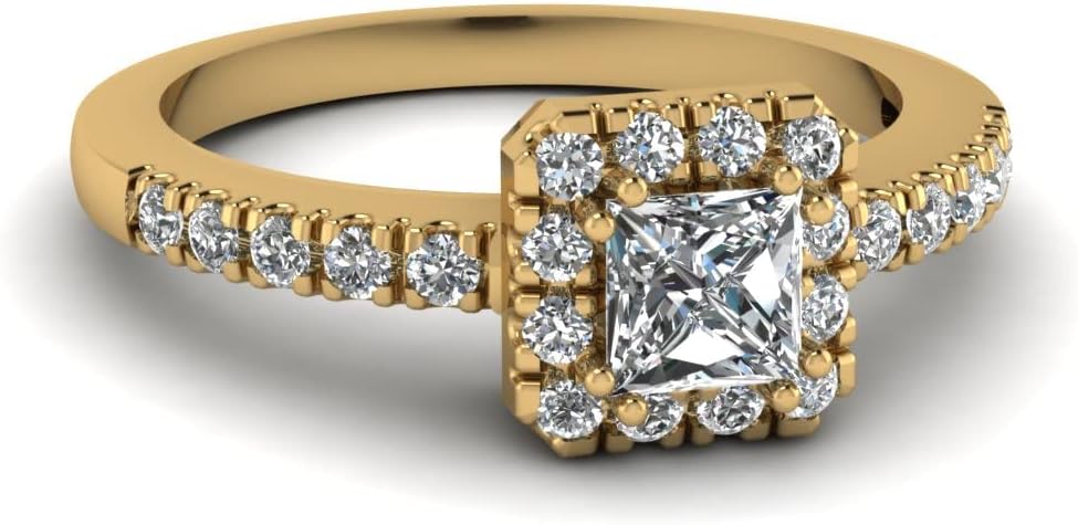 Choose Your Gemstone Petite Plaza Ring Yellow Gold Plated Princess Shape Halo Engagement Rings Gemstone Wedding Promise Gift Casual Wear Party Wear Daily Wear US Size 4 to 12