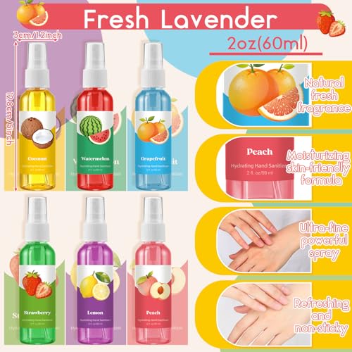 Image of 6 Pcs Hydrating Hand Washing Spray Juicy Fruit Scented Hand Washing Spray Travel Size 2 Fl oz Pocket Bottle Mist Gently Cleans Dirt for Family Adults Sensitive Skin Travel Car Christmas