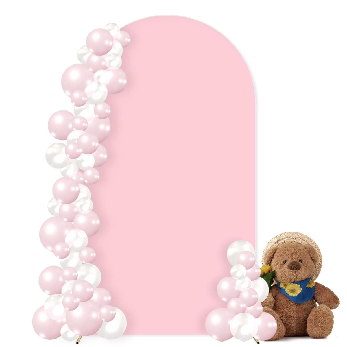 MLMC 7.2FT Arch Backdrop Cover Pink Fitted Spandex Backdrop Stand Cover