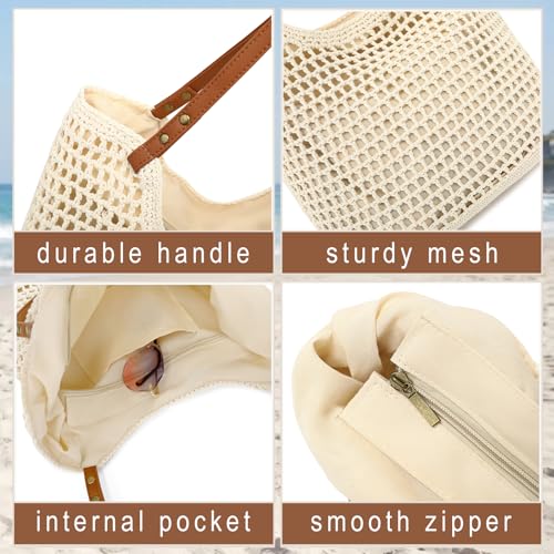 Image of Bycobecy Woven Tote Bag for Women, Summer Beach Bag Large Crochet Shoulder Purse Handbag Boho Knit Bag for Summer Travel