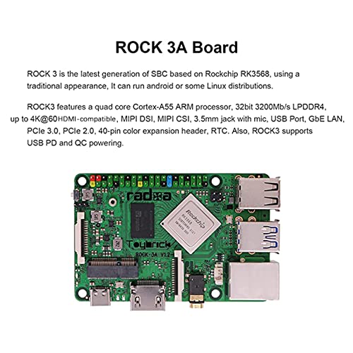 Module d'ordinateur de carte ROCK3 haute performance RK3568 Cortex-A55 2 GB