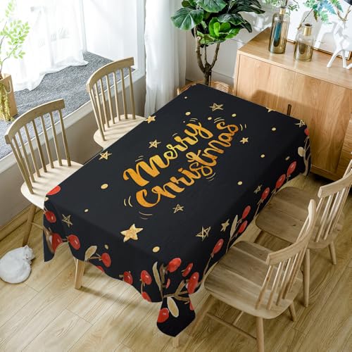 Mantel Antimanchas Estrellas Doradas Navidad Mantel Mesa Cuadrada Poliéster Manteles de Mesa Impermeable Manteles Antimanchas para Casa Comedor Cocina Fiesta Mantel Tela(140x140cm)