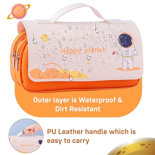 Image of Party Propz Space Pencil Pouch - 1 Pc, Orange Pencil Case | Space Theme Astronaut Pencil Pouch | Planet Theme Pencil Case for School Kids | School Pouch for Boys | Girls Large Pouch